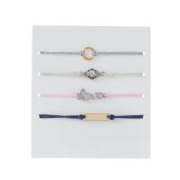 Zinc Alloy Bracelet Set, with Nylon Cord, plated, 4 pieces & fashion jewelry & for woman, multi-colored cm 