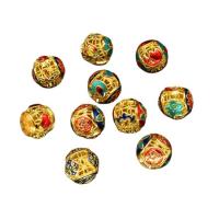 Cloisonne Beads, Brass, with Cloisonne, Round, gold color plated, DIY & enamel 12mm 
