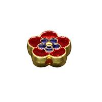 Cloisonne Beads, Zinc Alloy, with Cloisonne, Flower, gold color plated, DIY & enamel, red, 14mm 