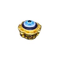 Zink Legierung Evil Eye Perlen, Zinklegierung, mit Harz, sang vergoldet, DIY, blau, 10x7mm, verkauft von PC