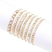Cubic Zirconia Micro Pave Brass Bracelet, with Cubic Zirconia, gold color plated, Adjustable & for woman 6mm Approx 16-22 cm 