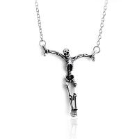 Хэллоуин ожерелье, цинковый сплав, Скелет, плакирован серебром, Хэллоуин дизайн & Мужская, серебряный длина:15.75 дюймовый, продается PC