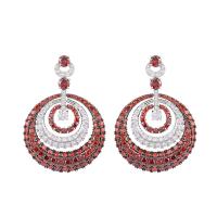 Cubic Zirconia Micro Pave Brass Earring, Flat Round, plated, fashion jewelry & micro pave cubic zirconia & for woman 