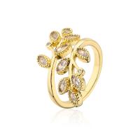 Cubic Zirconia Micro Pave Brass Finger Ring, 18K gold plated, Adjustable & micro pave cubic zirconia & for woman, gold, 18mm 