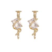 Cubic Zirconia Micro Pave Brass Earring, with Cubic Zirconia, 14K gold plated & for woman 