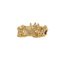 Animal Brass Beads, Fabulous Wild Beast, 14K gold plated, DIY 