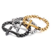 Titanstahl Armband, Kreuz, Vakuum-Ionen-Beschichtung, für den Menschen, keine, Länge:ca. 8.66 ZollInch, verkauft von PC