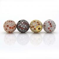 Cubic Zirconia Micro Pave Brass Beads, with Cubic Zirconia, Round, plated, DIY 
