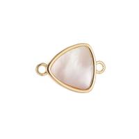 Shell Jewelry Connector, Brass, with White Shell, 14K gold plated, DIY & 1/1 loop 