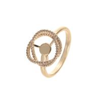 Brass Ring Mountings, with Cubic Zirconia, 14K gold plated, DIY Inner Approx 21mm 