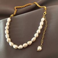 Collar de perlas de plástico, aleación de zinc, con Perlas plásticas, con 3.35inch extender cadena, Joyería & para mujer, dorado, longitud:aproximado 16.73 Inch, Vendido por Sarta