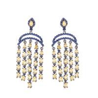 Fashion Fringe Earrings, Brass, real gold plated, fashion jewelry & micro pave cubic zirconia & for woman 