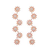 Cubic Zirconia Micro Pave Brass Earring, Flower, real gold plated, fashion jewelry & micro pave cubic zirconia & for woman 