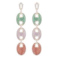 Cubic Zirconia Micro Pave Brass Earring, nose, real gold plated, fashion jewelry & micro pave cubic zirconia & for woman 