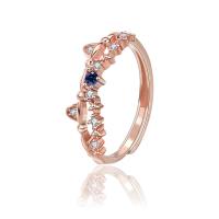 Cubic Zirconia Micro Pave Sterling Silver Finger Ring, 925 Sterling Silver, rose gold color plated, Adjustable & micro pave cubic zirconia & for woman, rose gold color 