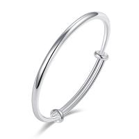 Cupronickel Bangle, silver color plated, Adjustable & for woman, original color 