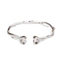 Cupronickel Cuff Bangle, silver color plated, Adjustable & for woman, original color 
