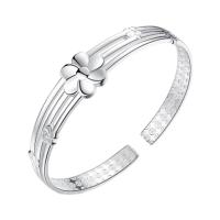 Cupronickel Cuff Bangle, Flower, silver color plated, Adjustable & for woman, original color 