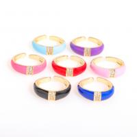 Rhinestone Zinc Alloy Finger Ring, gold color plated, fashion jewelry & for woman & enamel & with rhinestone 