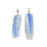 Kyanite Pendant, with Brass, irregular, silver color plated, fashion jewelry, blue, 42-49mm 