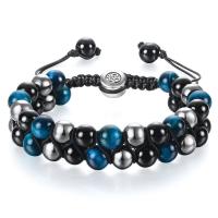 Gemstone Woven Ball Bracelets, with Nylon Cord, Round, Double Layer & fashion jewelry & Unisex & adjustable cm 