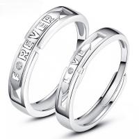 Couple Finger Rings, Brass, platinum plated, Adjustable & micro pave cubic zirconia, original color 