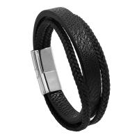 PU Leather Bracelet, with Titanium Steel & for man 