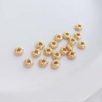 Brass Spacer Bead, Flat Round, real gold plated & DIY, golden 