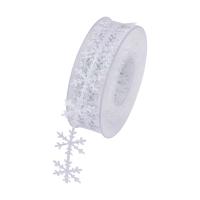 Weihnachten Bänder, Polyester, Schneeflocke, 5 Stück, weiß, 25mm, 10m/Spule, verkauft von Spule