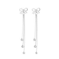 Fashion Fringe Earrings, 925 Sterling Silver, Bowknot, plated, fashion jewelry & for woman 55mm 