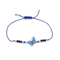 Fashion Zinc Alloy Bracelets, with Polyester Cord & Plastic, Butterfly, Adjustable & for woman Approx 14-28 cm 