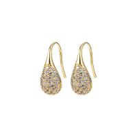 Cubic Zirconia Micro Pave Brass Earring, Teardrop, plated, micro pave cubic zirconia & for woman 
