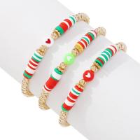 Zinc Alloy Christmas Bracelet, Resin, with Polymer Clay & Zinc Alloy, Christmas Design & three pieces & fashion jewelry & for woman, multi-colored Approx 6.29 Inch 