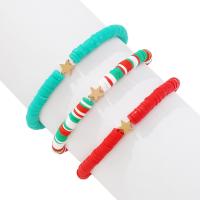 Zinc Alloy Christmas Bracelet, Polymer Clay, with Zinc Alloy, Christmas Design & three pieces & fashion jewelry & for woman, multi-colored Approx 6.29 Inch 