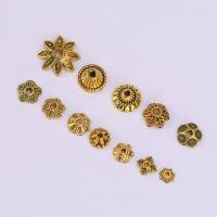 Zinc Alloy Bead Caps, Flower, antique gold color plated, DIY 