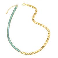 Cubic Zircon Micro Pave Brass Necklace, with 2 extender chain, 18K gold plated, micro pave cubic zirconia & for woman .3 Inch 