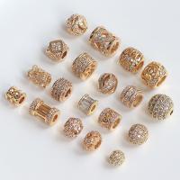 Cubic Zirconia Micro Pave Brass Beads, gold color plated, DIY & micro pave cubic zirconia, golden 