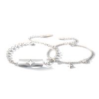 Couple Bracelet, 925 Sterling Silver, platinum plated, micro pave cubic zirconia, original color 