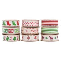 Weihnachten Bänder, Baumwolle, Weihnachts-Design & verschiedene Verpackungs Art für Wahl & DIY & verschiedene Stile für Wahl, gemischte Farben, 15mm, 10m/Spule, verkauft von Spule