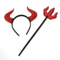 Non-woven Fabrics Halloween Ornaments, with Zinc Alloy, Halloween Design & 2 pieces, red 