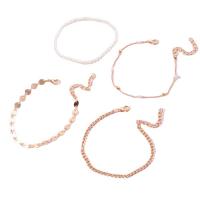 alliage de zinc Set de bracelet, avec perle de plastique, Placage de couleur d'or, bijoux de mode & multicouche & pour femme, plus de couleurs à choisir Environ 6.9-7.6 pouce, Vendu par fixé