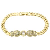 Cubic Zirconia Micro Pave Brass Bracelet, gold color plated, Unisex & micro pave cubic zirconia Approx 7.3 Inch 