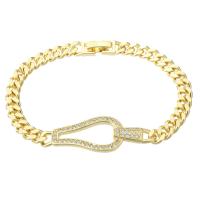 Cubic Zirconia Micro Pave Brass Bracelet, gold color plated, Unisex & micro pave cubic zirconia Approx 7.1 Inch 