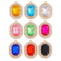 Crystal Zinc Alloy Pendants, with Crystal, Rectangle, gold color plated, Unisex & with rhinestone Approx 
