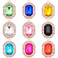 Crystal Zinc Alloy Pendants, with Crystal, Square, gold color plated, Unisex & with rhinestone Approx 