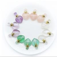 Clear Quartz Perfume Bottle Pendant, with Green Fluorite & Amethyst & Rose Quartz & Brass, gold color plated, fashion jewelry 