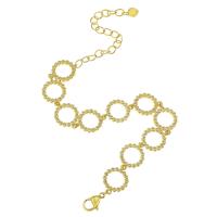 Cubic Zirconia Micro Pave Brass Bracelet, Donut, gold color plated, micro pave cubic zirconia & for woman & hollow Approx 9 Inch 