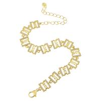 Cubic Zirconia Micro Pave Brass Bracelet, gold color plated, micro pave cubic zirconia & for woman & hollow Approx 10 Inch 