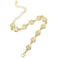 Cubic Zirconia Micro Pave Brass Bracelet, gold color plated, micro pave cubic zirconia & for woman & hollow Approx 10 Inch 