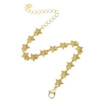 Cubic Zirconia Micro Pave Brass Bracelet, Star, gold color plated, micro pave cubic zirconia & for woman Approx 9.5 Inch 